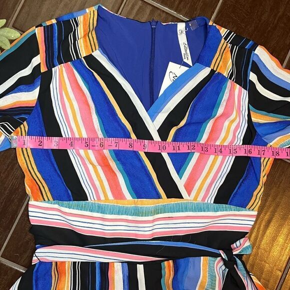 NY Collection Petite Striped Fit & Flare Dress Sz PM - Picture 11 of 13